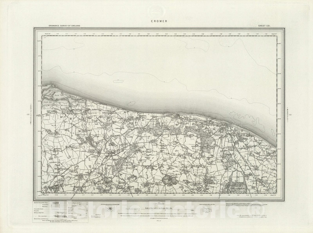 Historic Wall Map : 131 Cromer 1899 - Vintage Wall Art