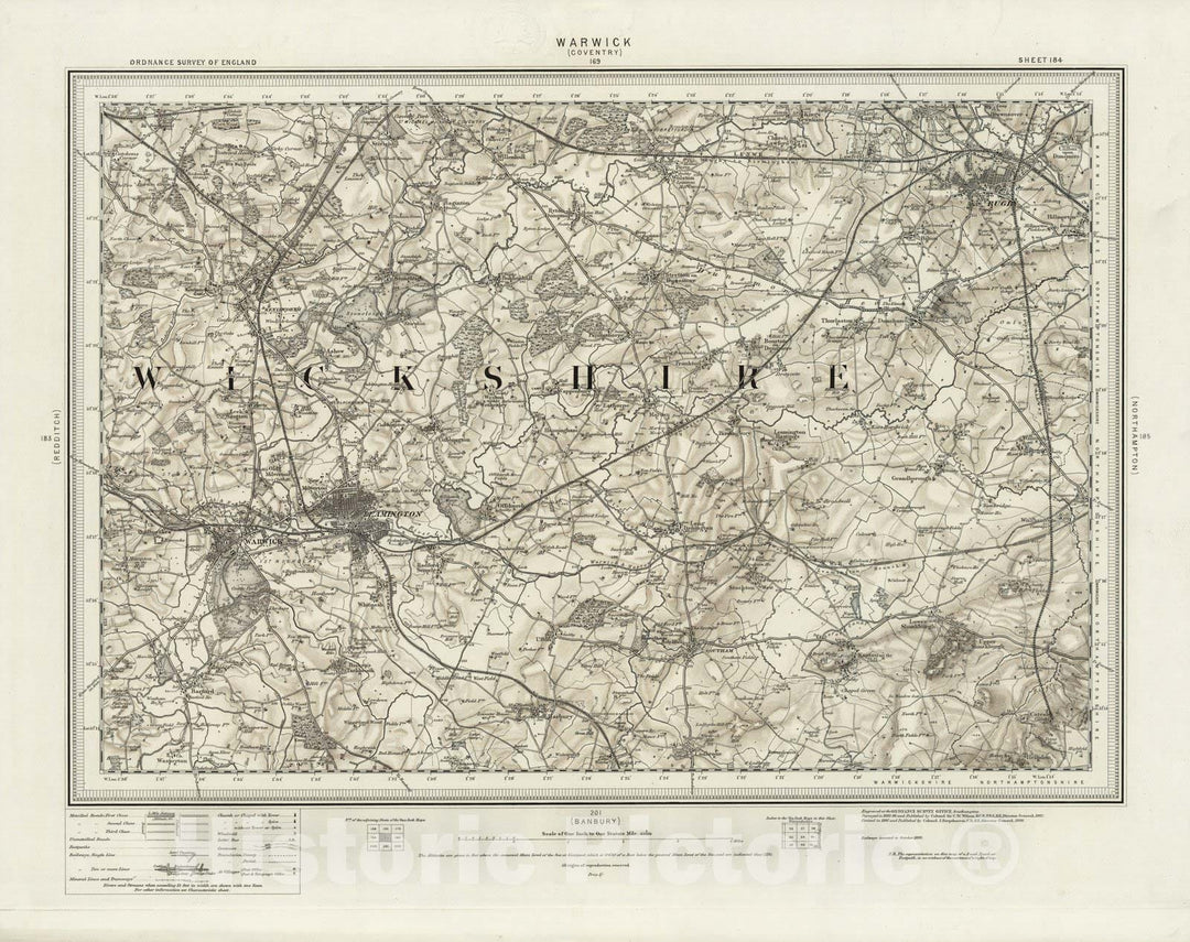 Historic Map : 184 Warwick (Hills) 1899 - Vintage Wall Art