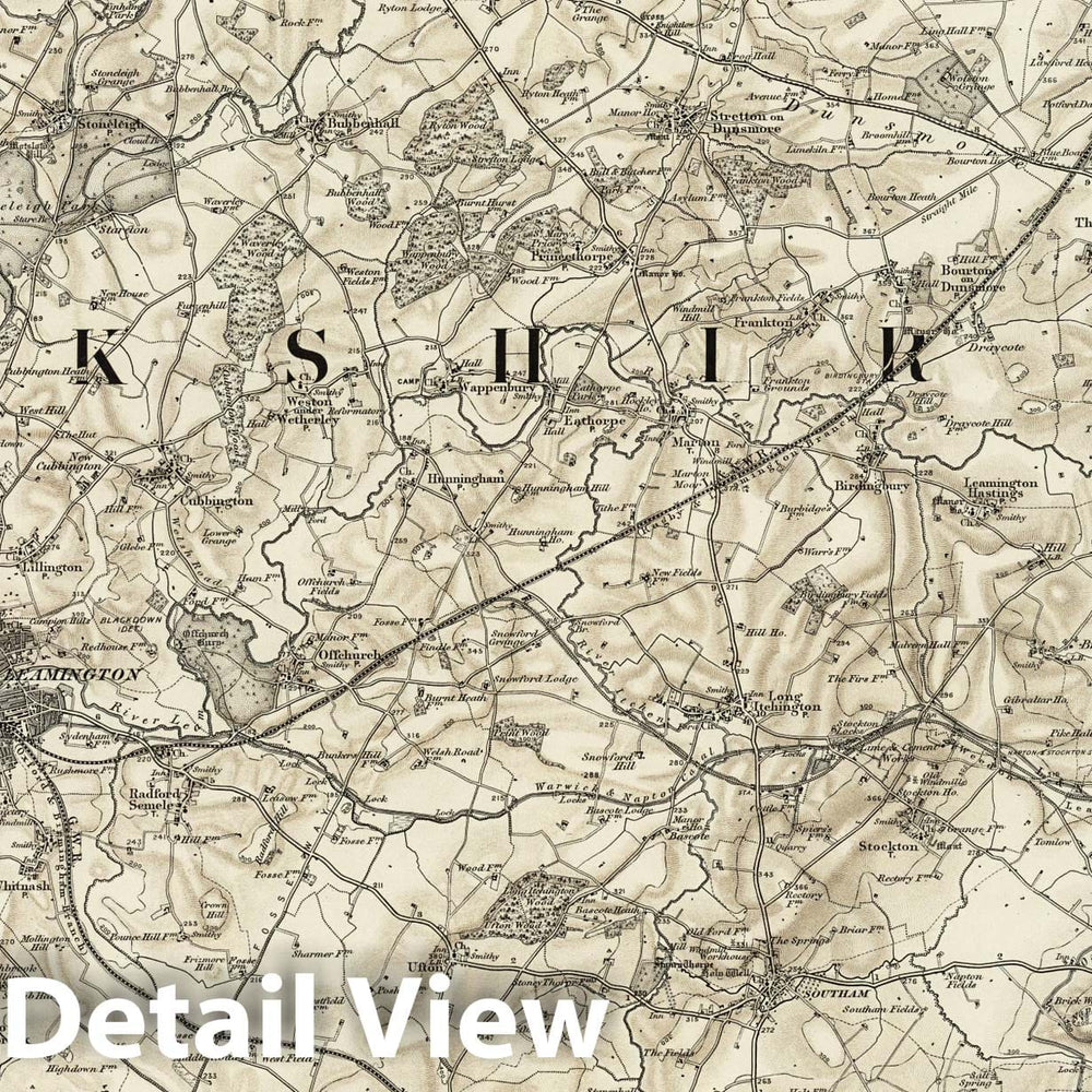 Historic Map : 184 Warwick (Hills) 1899 - Vintage Wall Art