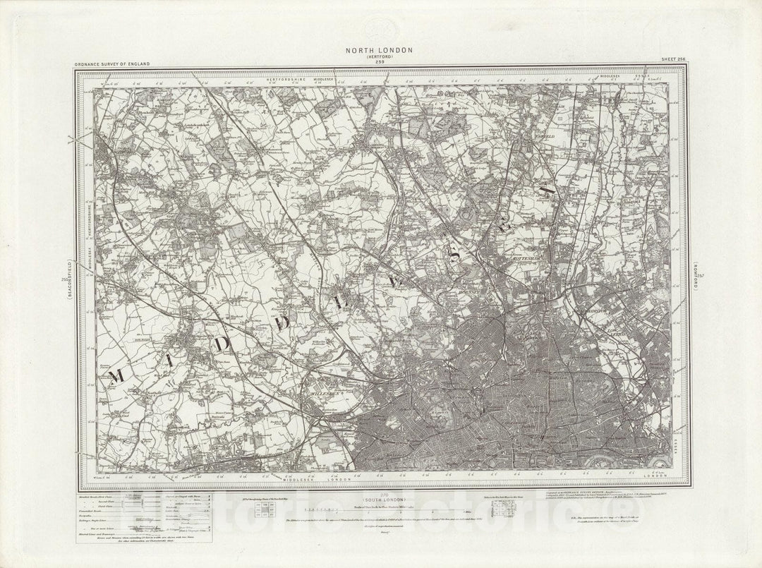 Historic Map : 256 North London 1896 - Vintage Wall Art