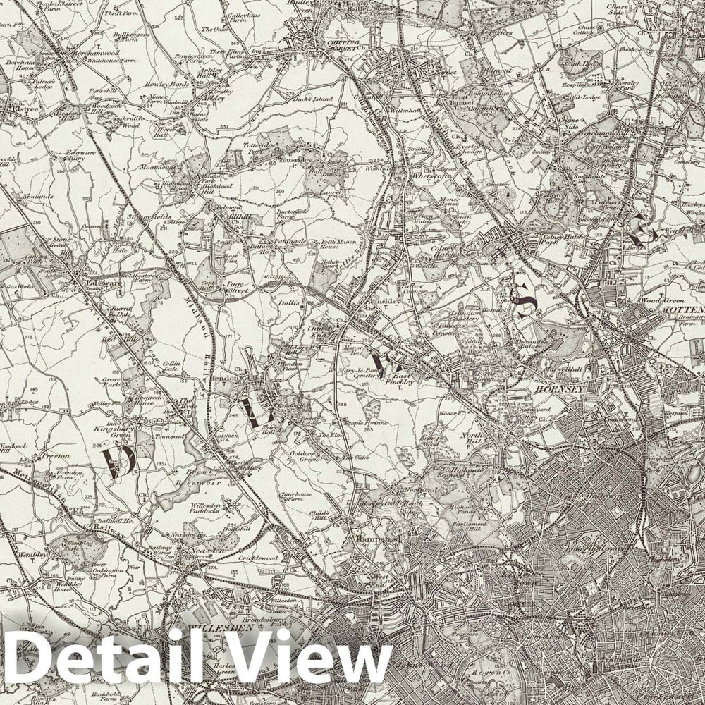 Historic Map : 256 North London 1896 - Vintage Wall Art