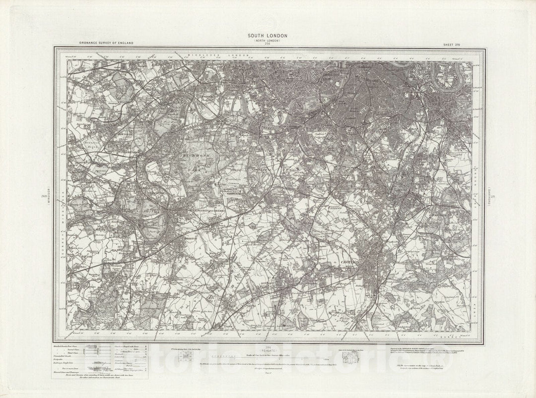 Historic Map : 270 South London 1896 - Vintage Wall Art