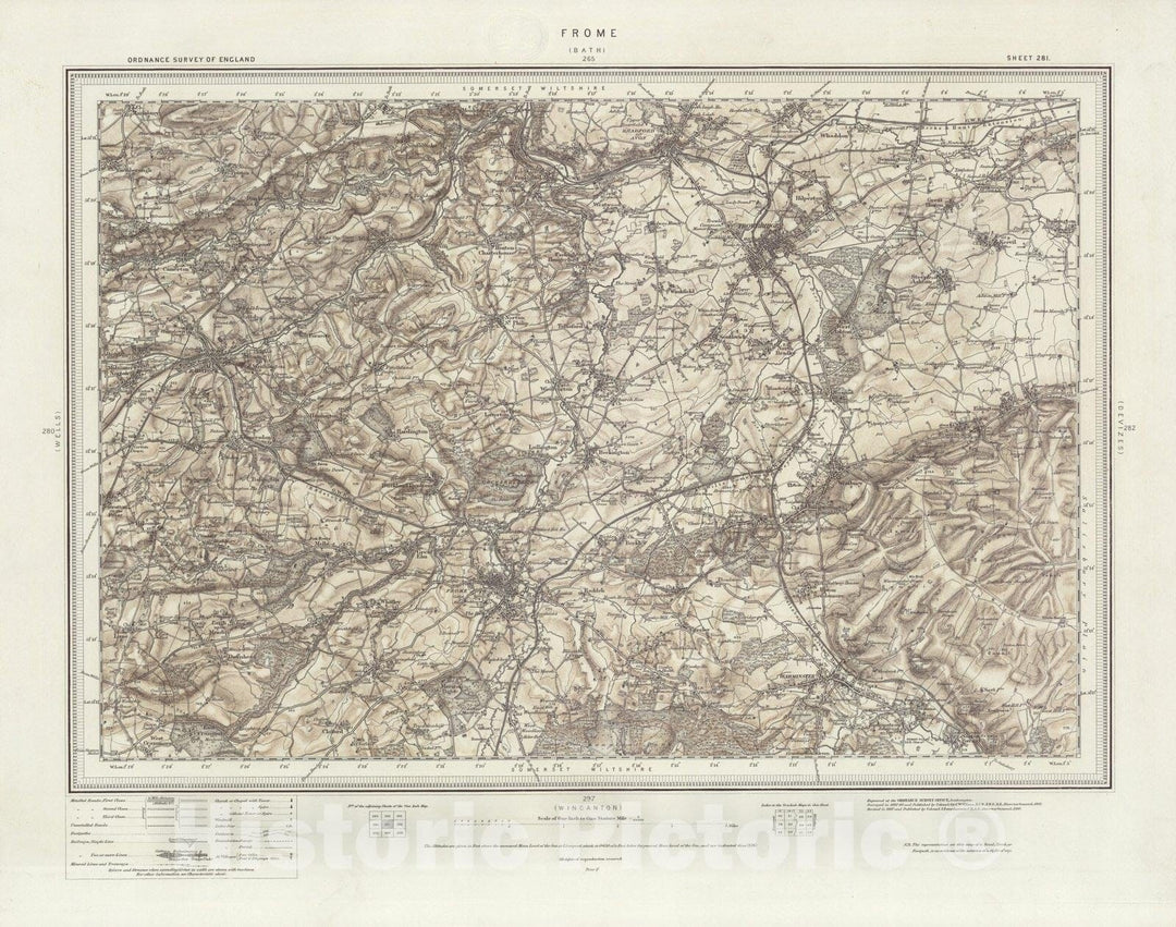 Historic Map : 281 Frome (Hills) 1898 - Vintage Wall Art