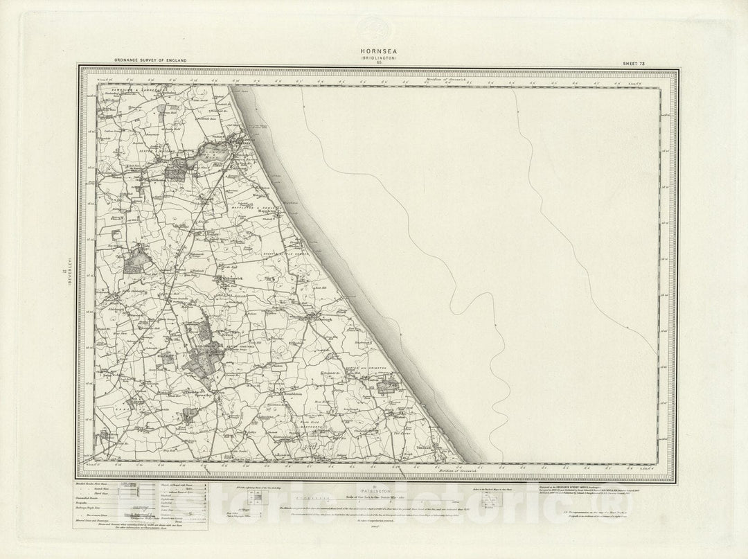 Historic Wall Map : England, 73 Hornsea 1897 , Vintage Wall Art