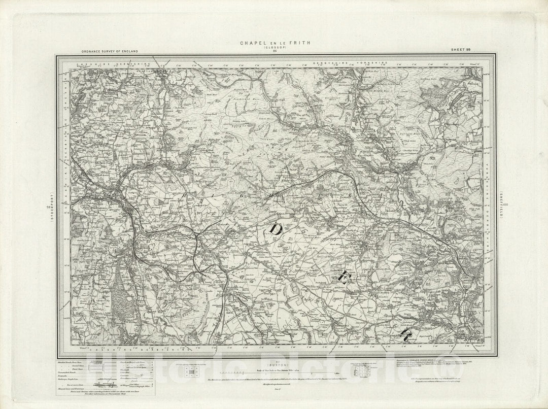 Historic Map : England, 99 Chapel en le Frith 1896 , Vintage Wall Art