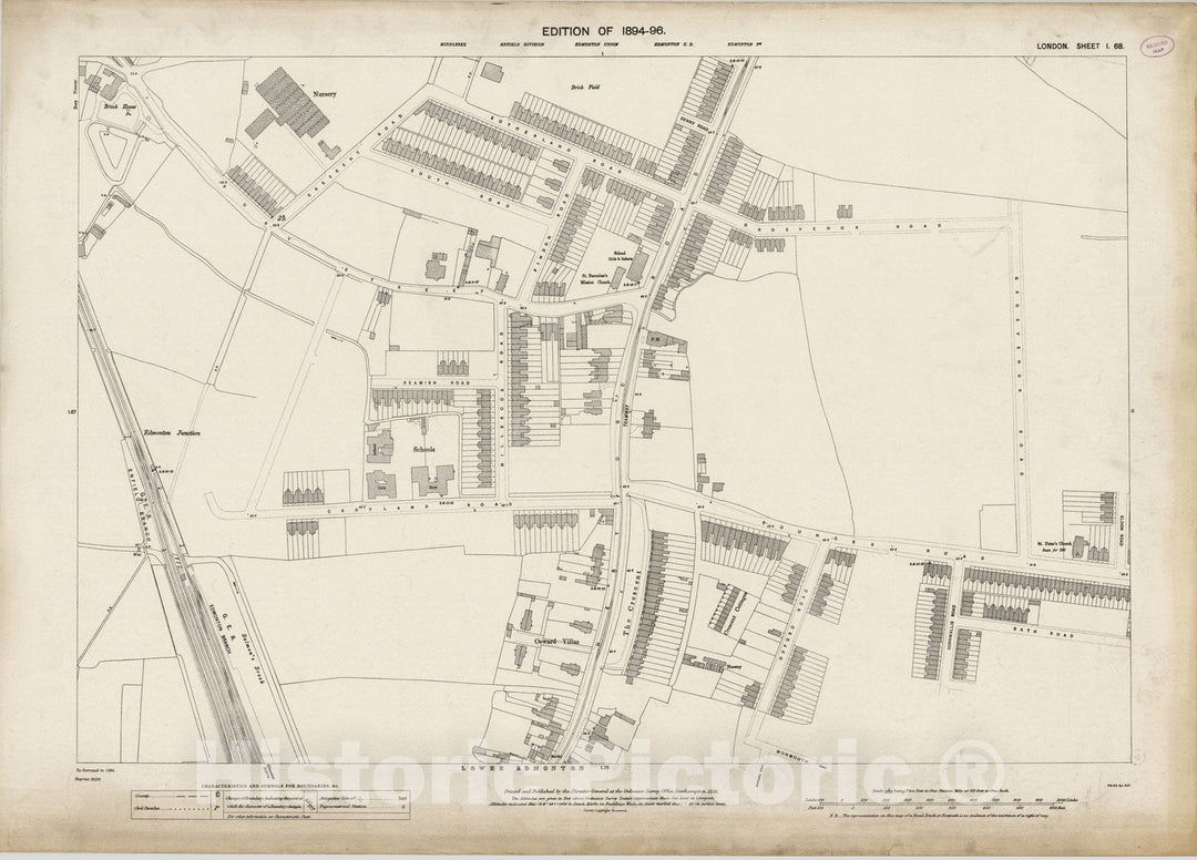 Historic Map : London (England), City Atlas Map, London Sheet I.68 1895 - Vintage Wall Art