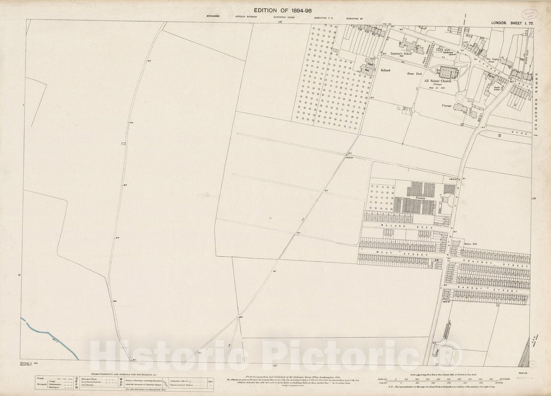 Historic Map : London (England), City Atlas Map, London Sheet I.77 1895 - Vintage Wall Art