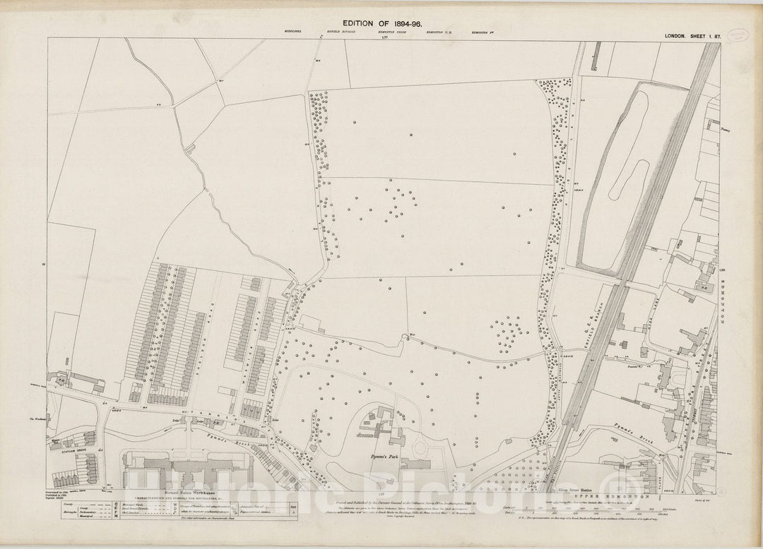 Historic Map : London (England), City Atlas Map, London Sheet I.87 1895 - Vintage Wall Art