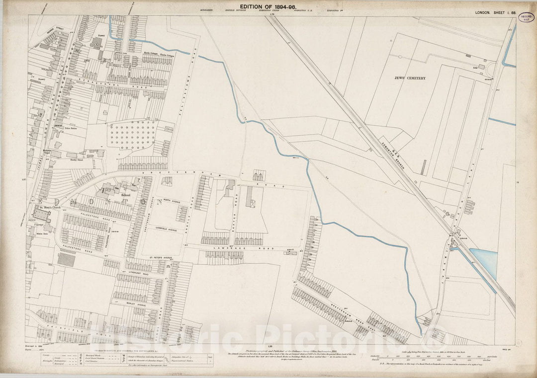 Historic Map : London (England), City Atlas Map, London Sheet I.88 1895 - Vintage Wall Art