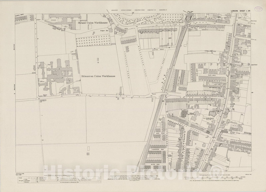 Historic Map : London (England), City Atlas Map, London Sheet I.97 1895 - Vintage Wall Art