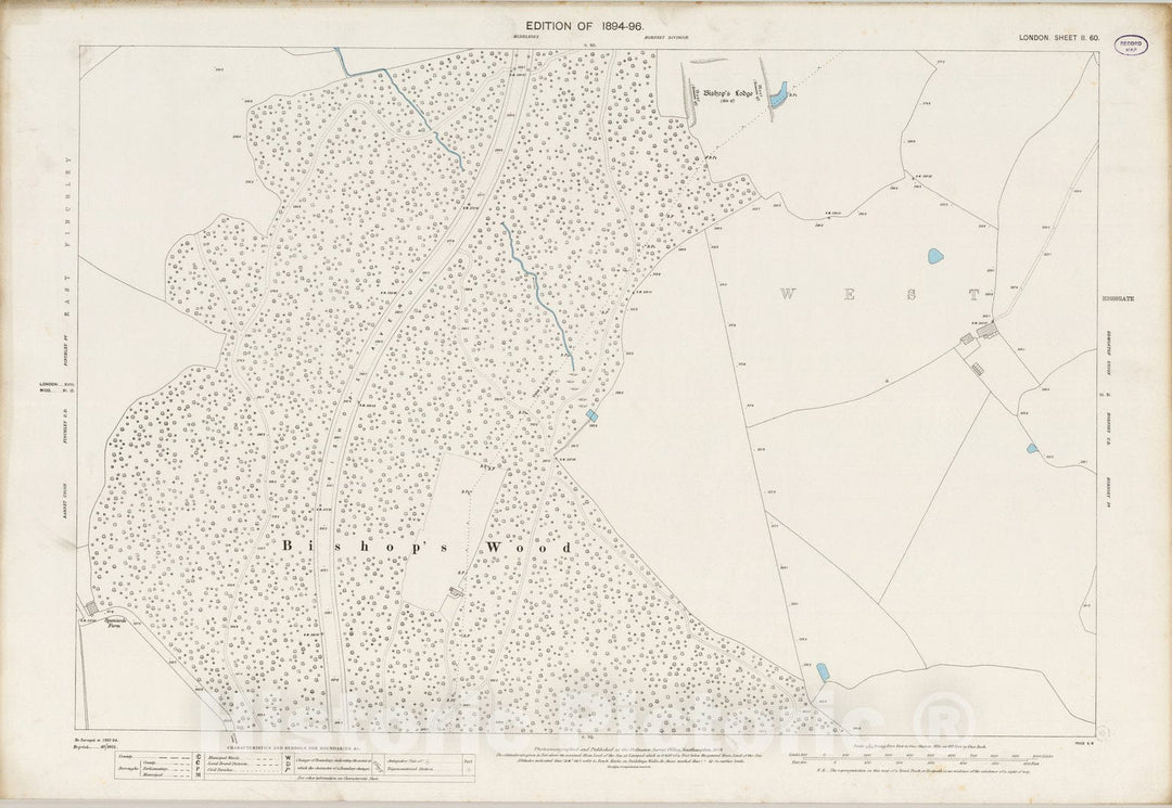 Historic Map : London (England), City Atlas Map, London Sheet II.60 1895 - Vintage Wall Art