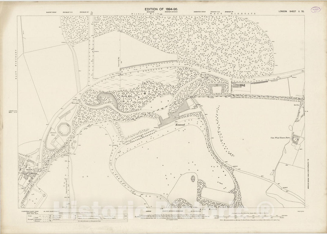 Historic Map : London (England), City Atlas Map, London Sheet II.70 1895 - Vintage Wall Art