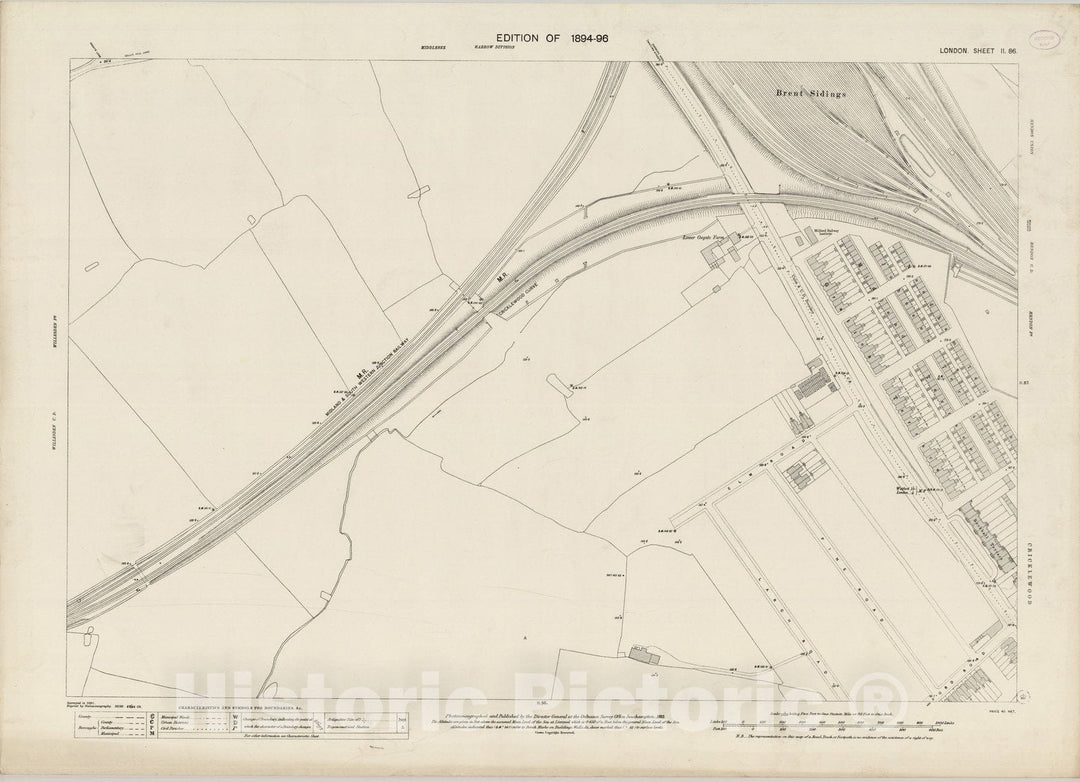 Historic Wall Map : London (England), City Atlas Map, London Sheet II.86 1893 - Vintage Wall Art