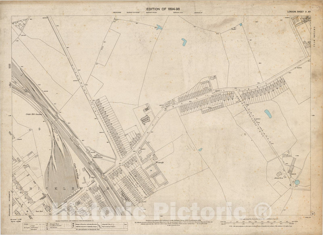 Historic Map : London (England), City Atlas Map, London Sheet II.87 1894 - Vintage Wall Art