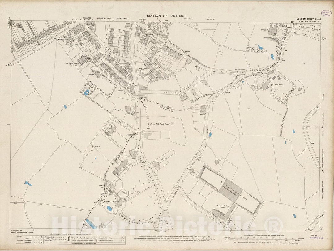 Historic Map : London (England), City Atlas Map, London Sheet II.88 1895 - Vintage Wall Art