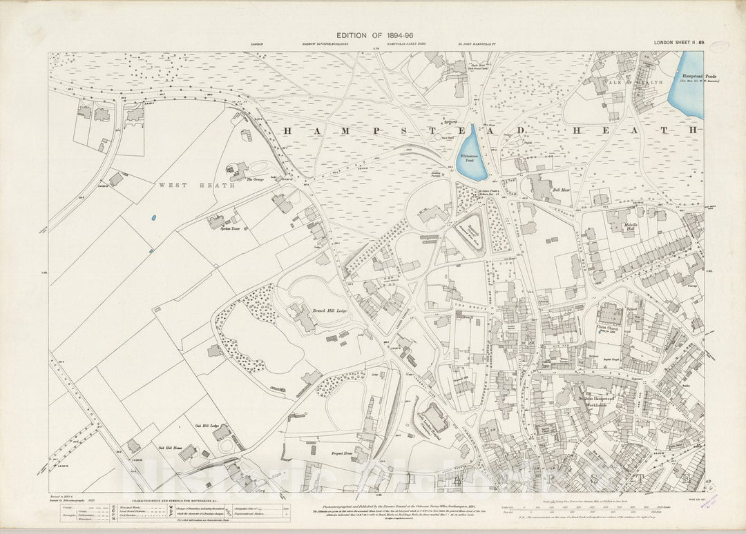 Historic Map : London (England), City Atlas Map, London Sheet II.89 1895 - Vintage Wall Art