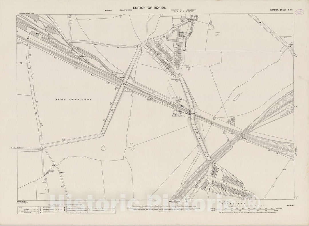 Historic Map : London (England), City Atlas Map, London Sheet II.94 1896 - Vintage Wall Art