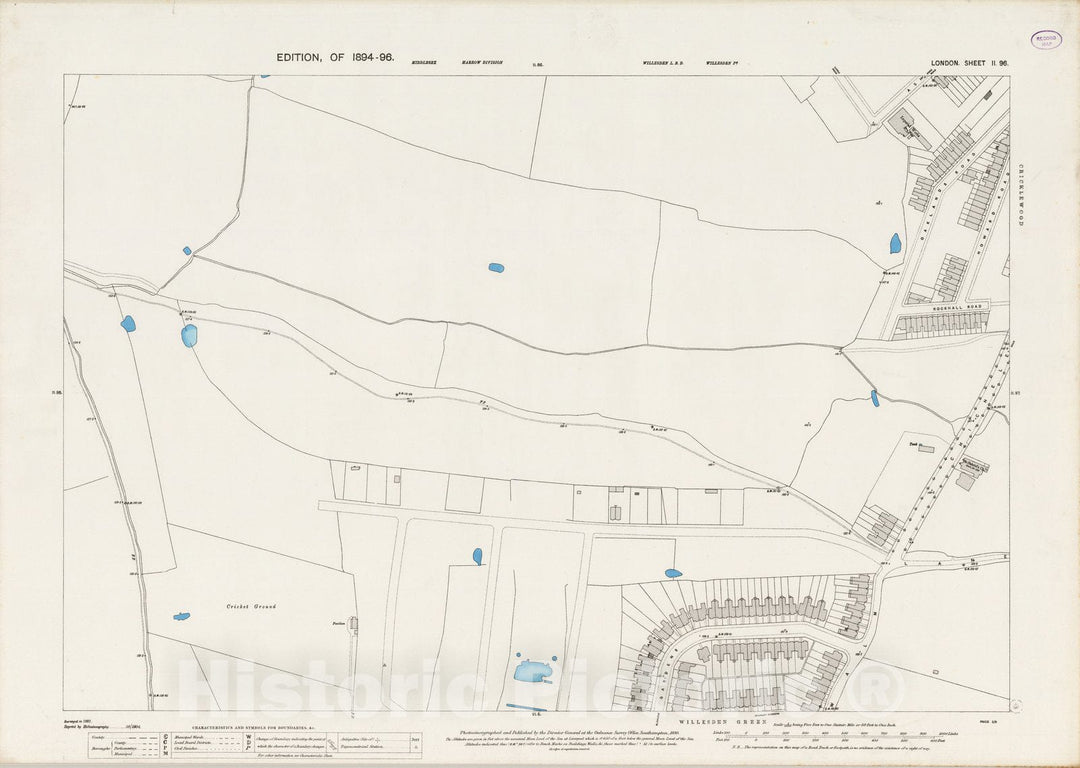 Historic Map : London (England), City Atlas Map, London Sheet II.96 1893 - Vintage Wall Art