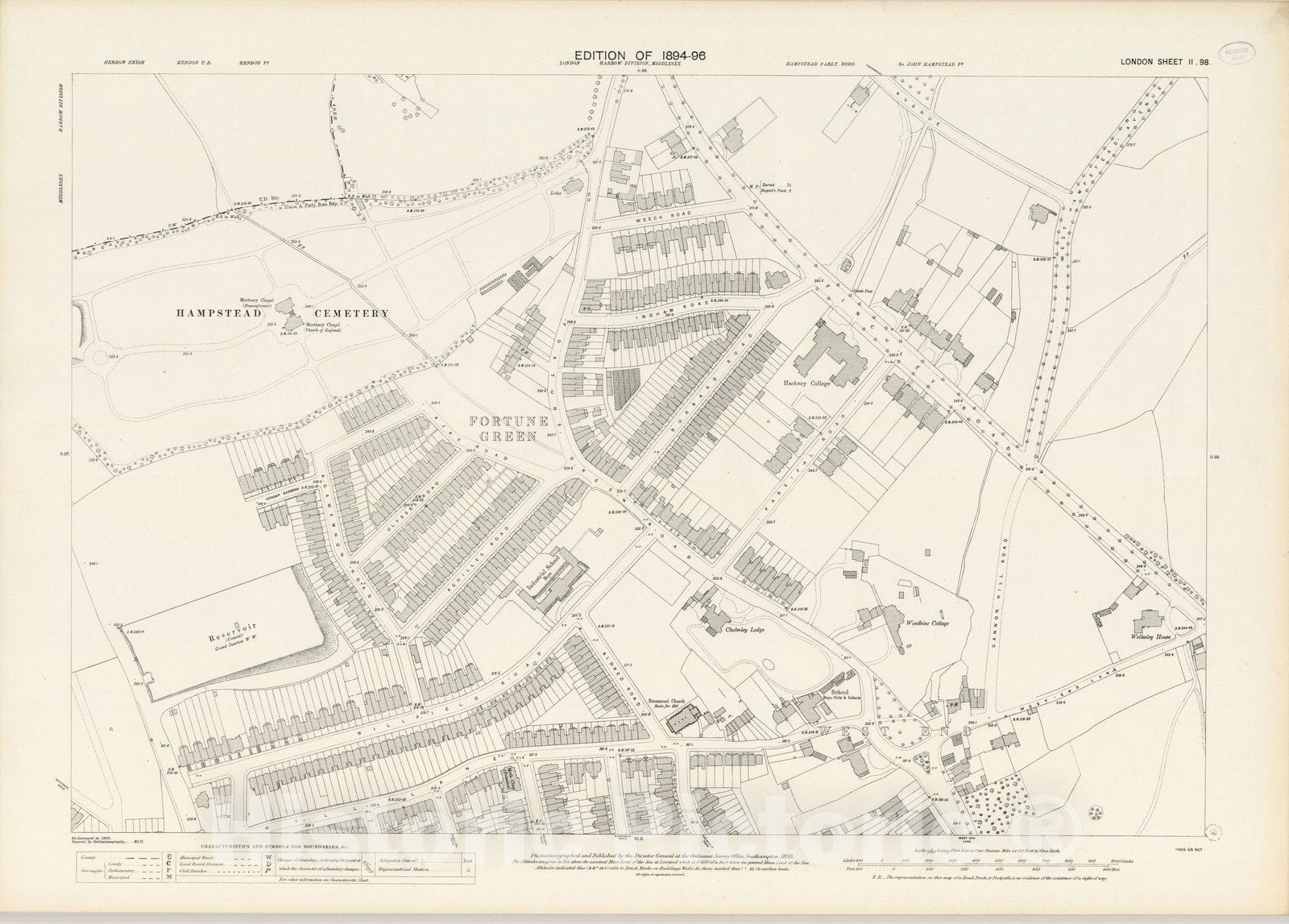 Historic Map : London (England), City Atlas Map, London Sheet II.98 1895 - Vintage Wall Art