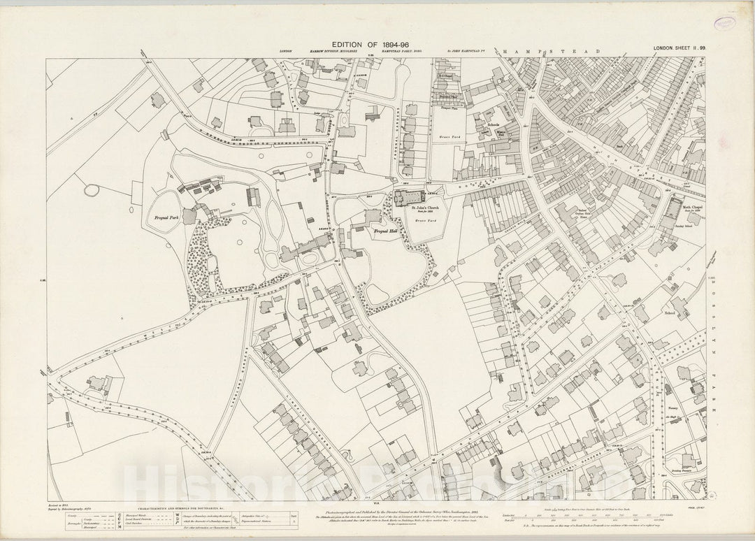 Historic Wall Map : London (England), City Atlas Map, London Sheet II.99 1895 - Vintage Wall Art