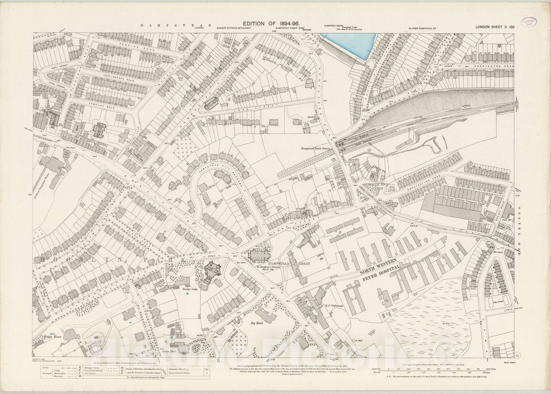 Historic Map : London (England), City Atlas Map, London Sheet II.100 1895 - Vintage Wall Art