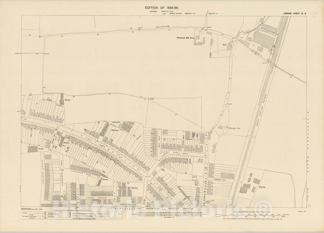 Historic Wall Map : London (England), City Atlas Map, London Sheet III.8 1895 - Vintage Wall Art