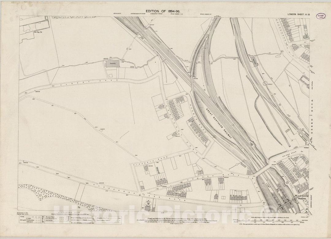 Historic Map : London (England), City Atlas Map, London Sheet III.13 1894 - Vintage Wall Art