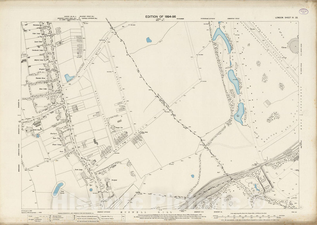 Historic Map : London (England), City Atlas Map, London Sheet III.22 1895 - Vintage Wall Art