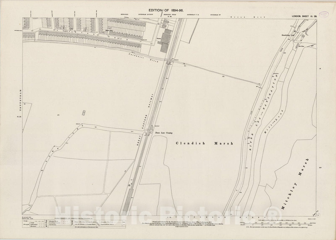 Historic Map : London (England), City Atlas Map, London Sheet III.28 1895 - Vintage Wall Art