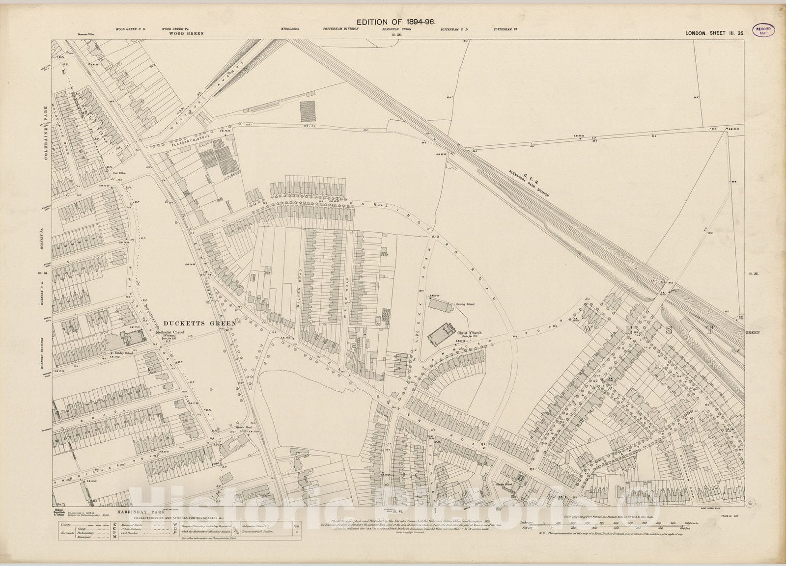 Historic Map : London (England), City Atlas Map, London Sheet III.35 1895 - Vintage Wall Art