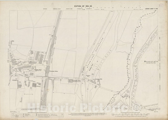 Historic Wall Map : London (England), City Atlas Map, London Sheet III.38 1895 - Vintage Wall Art