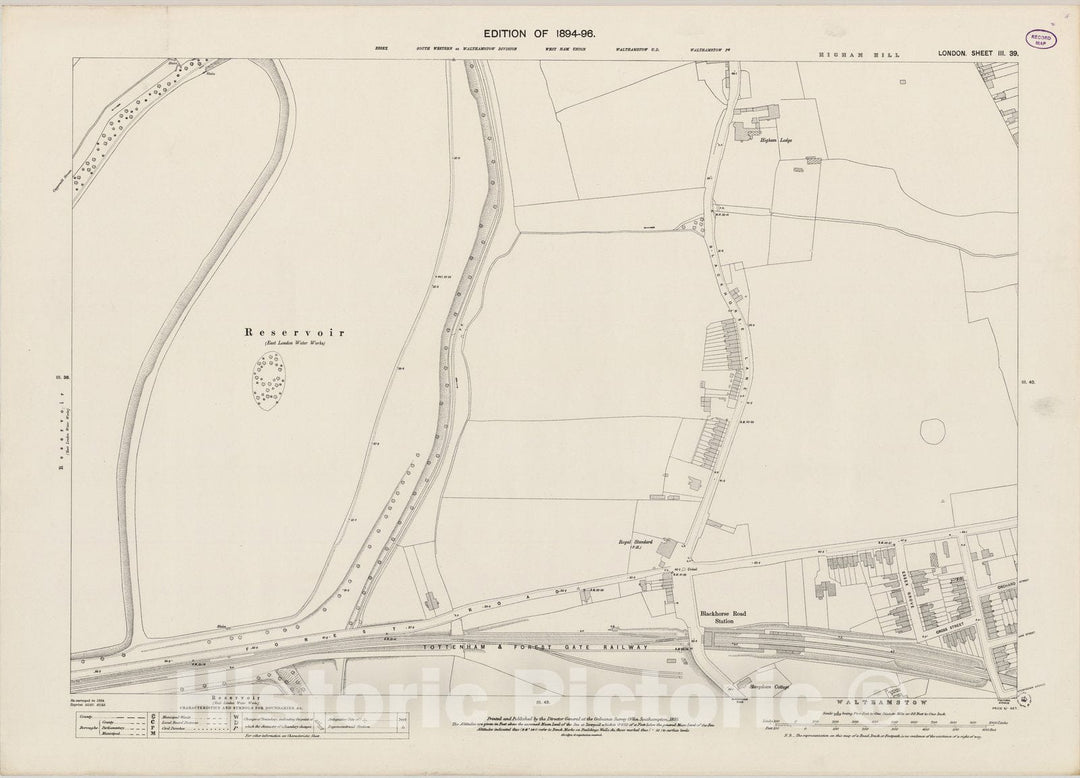 Historic Map : London (England), City Atlas Map, London Sheet III.39 1895 - Vintage Wall Art