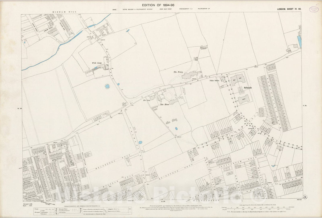 Historic Map : London (England), City Atlas Map, London Sheet III.40 1895 - Vintage Wall Art