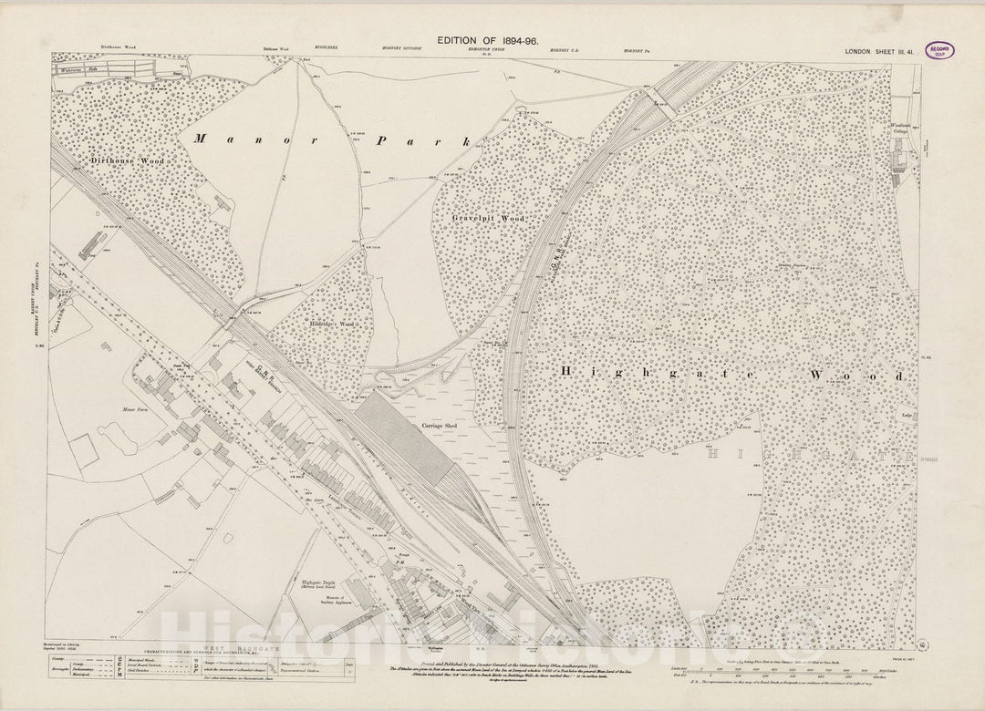 Historic Map : London (England), City Atlas Map, London Sheet III.41 1895 - Vintage Wall Art