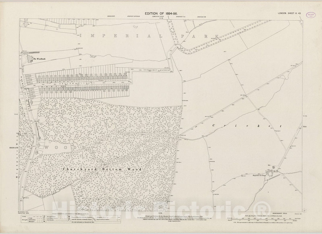 Historic Map : London (England), City Atlas Map, London Sheet III.42 1895 - Vintage Wall Art