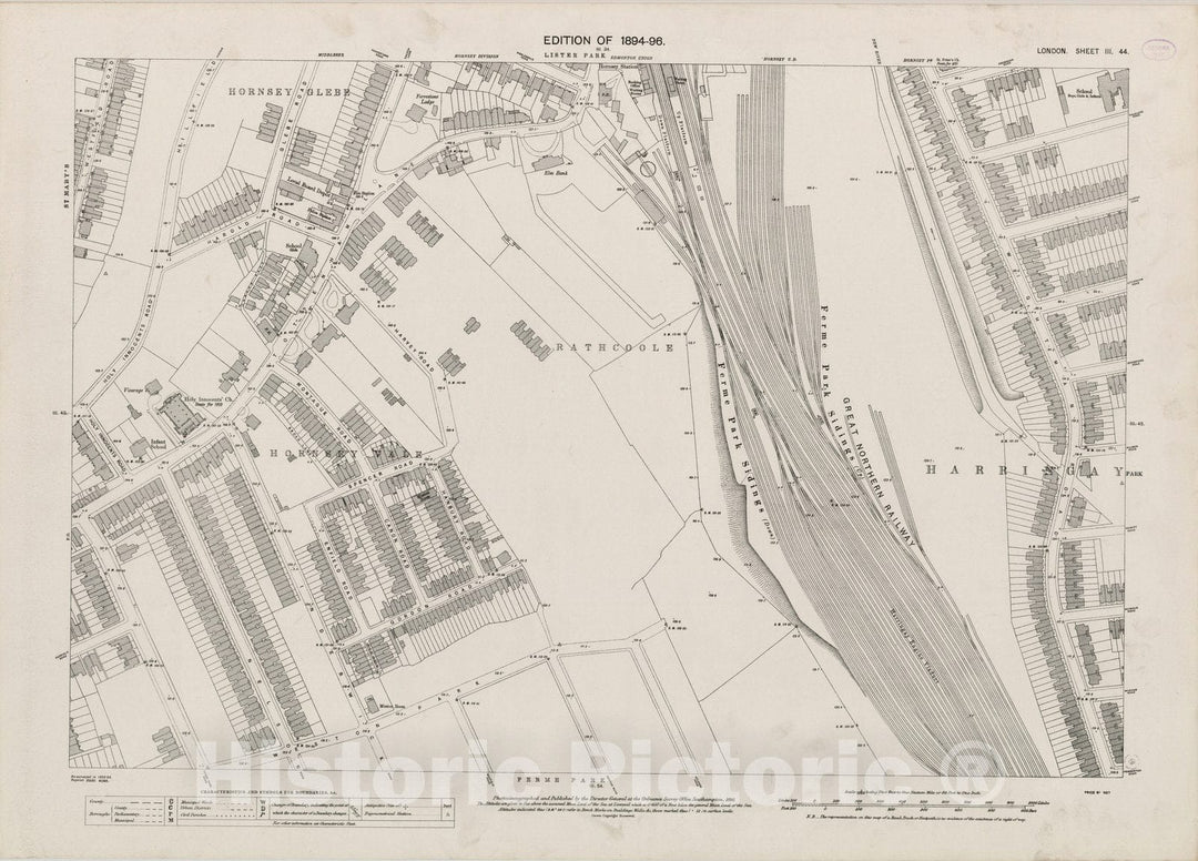 Historic Map : London (England), City Atlas Map, London Sheet III.44 1895 - Vintage Wall Art