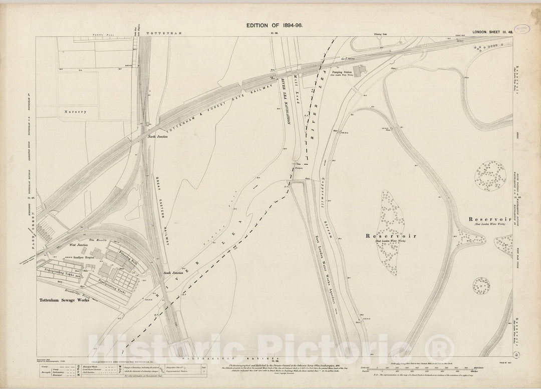 Historic Map : London (England), City Atlas Map, London Sheet III.48 1895 - Vintage Wall Art