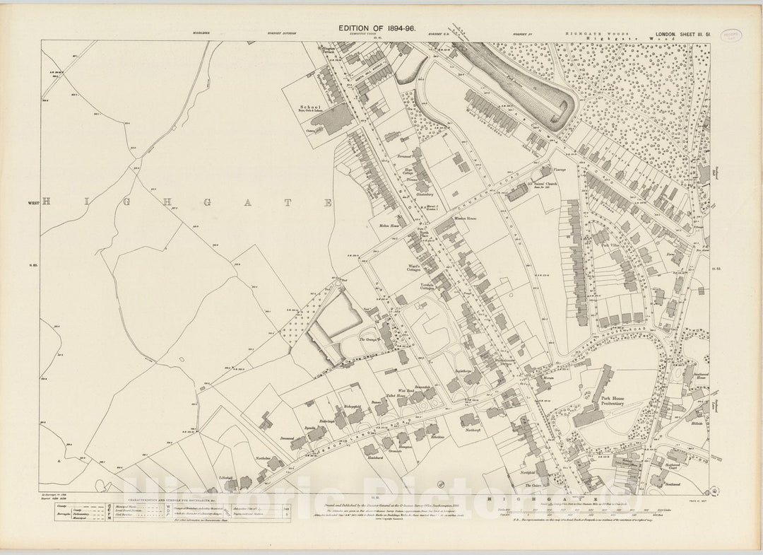 Historic Map : London (England), City Atlas Map, London Sheet III.51 1895 - Vintage Wall Art