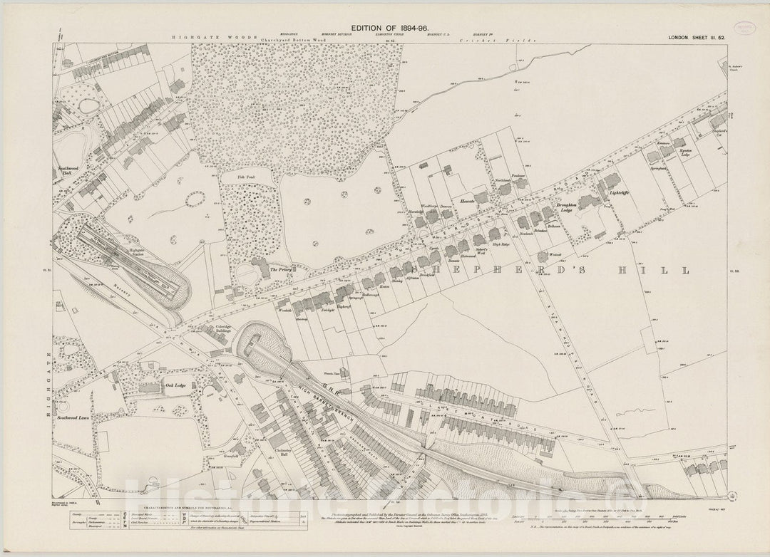 Historic Map : London (England), City Atlas Map, London Sheet III.52 1895 - Vintage Wall Art