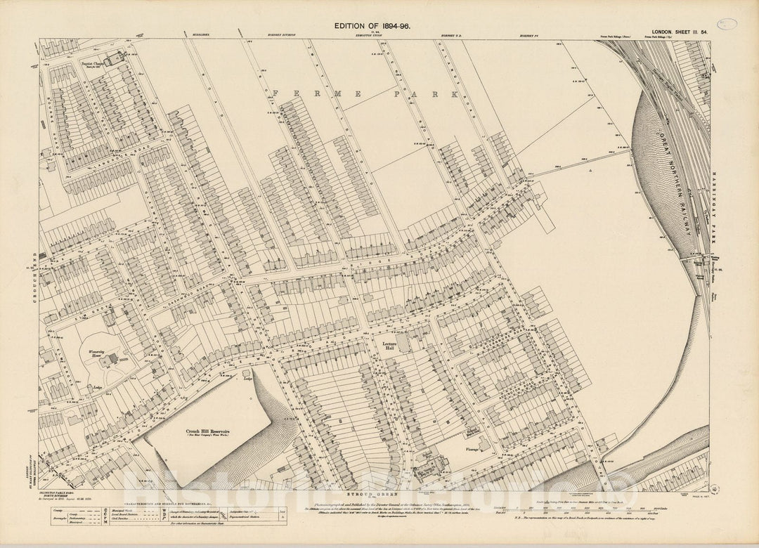 Historic Map : London (England), City Atlas Map, London Sheet III.54 1895 - Vintage Wall Art