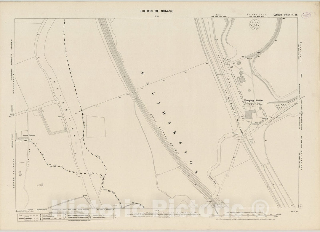 Historic Map : London (England), City Atlas Map, London Sheet III.58 1895 - Vintage Wall Art