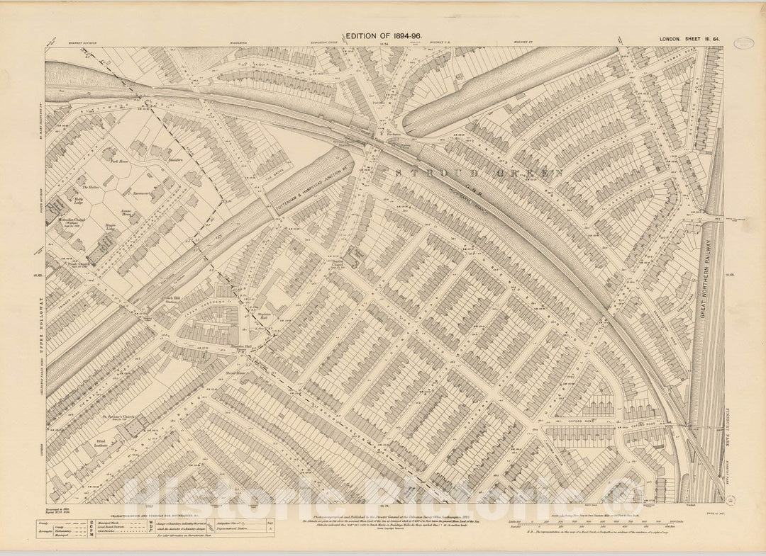 Historic Map : London (England), City Atlas Map, London Sheet III.64 1895 - Vintage Wall Art