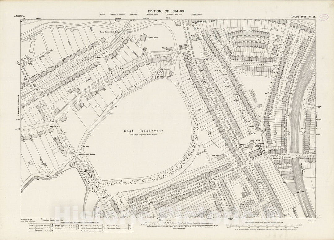 Historic Map : London (England), City Atlas Map, London Sheet III.66 1895 - Vintage Wall Art