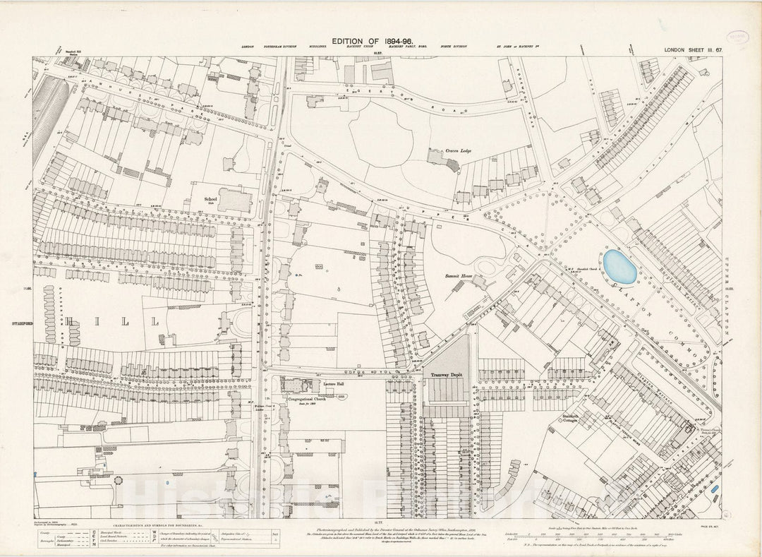 Historic Map : London (England), City Atlas Map, London Sheet III.67 1895 - Vintage Wall Art