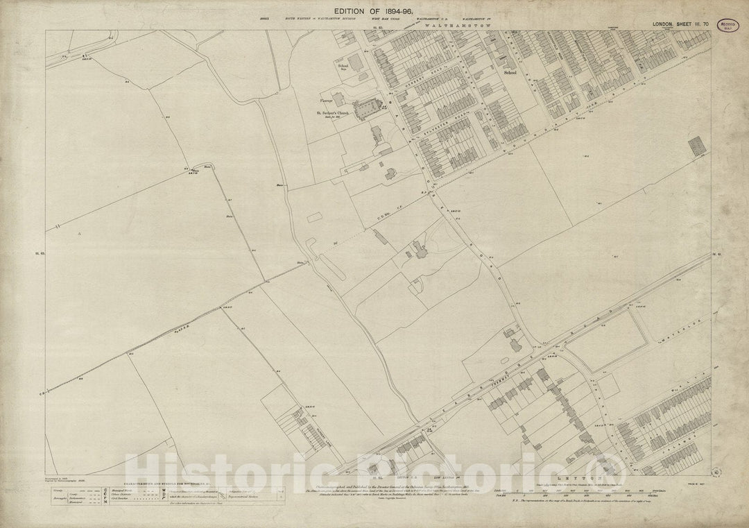 Historic Map : London (England), City Atlas Map, London Sheet III.70 1895 - Vintage Wall Art