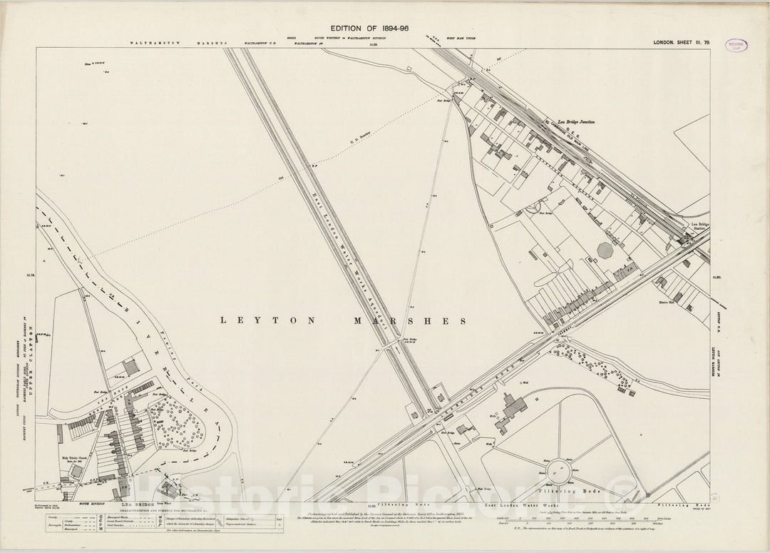 Historic Map : London (England), City Atlas Map, London Sheet III.79 1895 - Vintage Wall Art