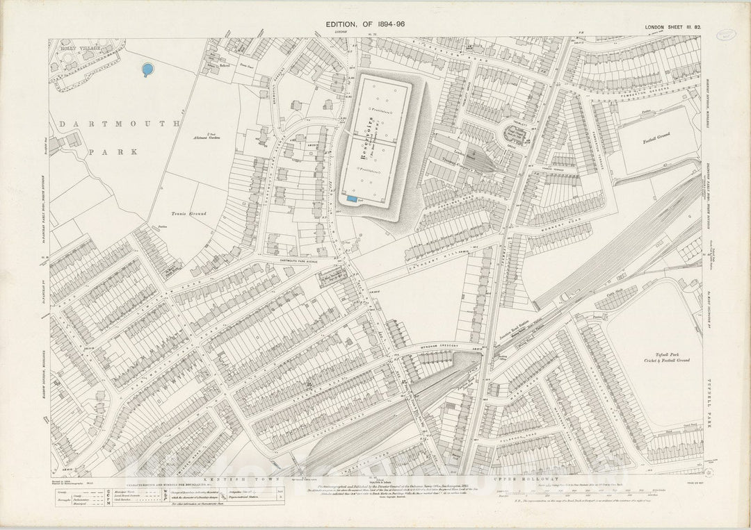 Historic Map : London (England), City Atlas Map, London Sheet III.82 1895 - Vintage Wall Art