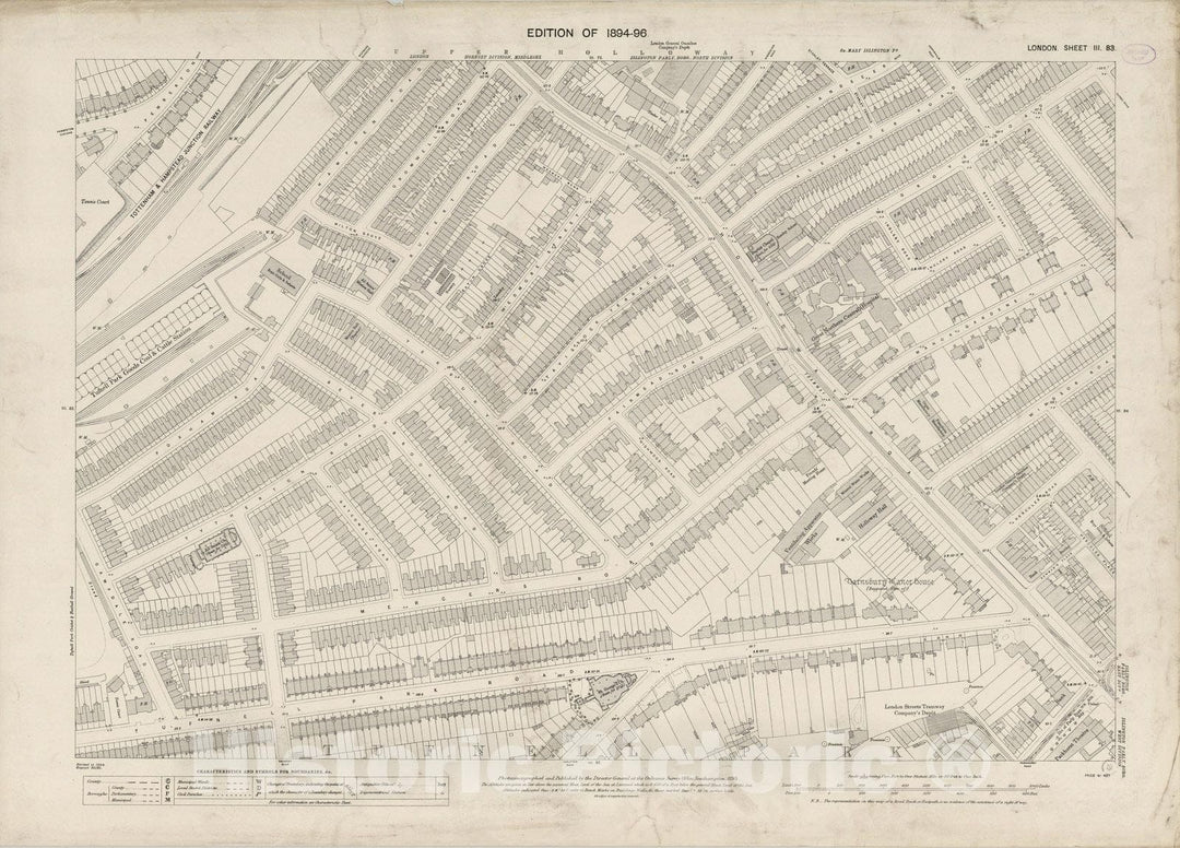 Historic Map : London (England), City Atlas Map, London Sheet III.83 1895 - Vintage Wall Art