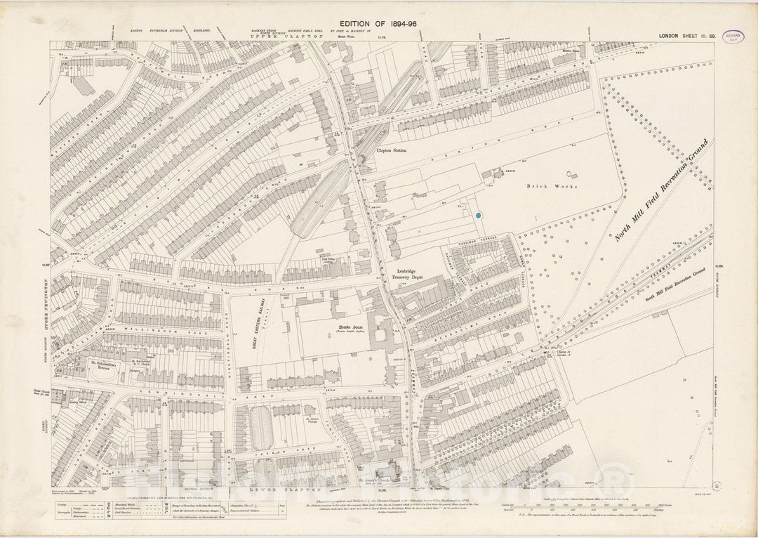 Historic Map : London (England), City Atlas Map, London Sheet III.88 1895 - Vintage Wall Art