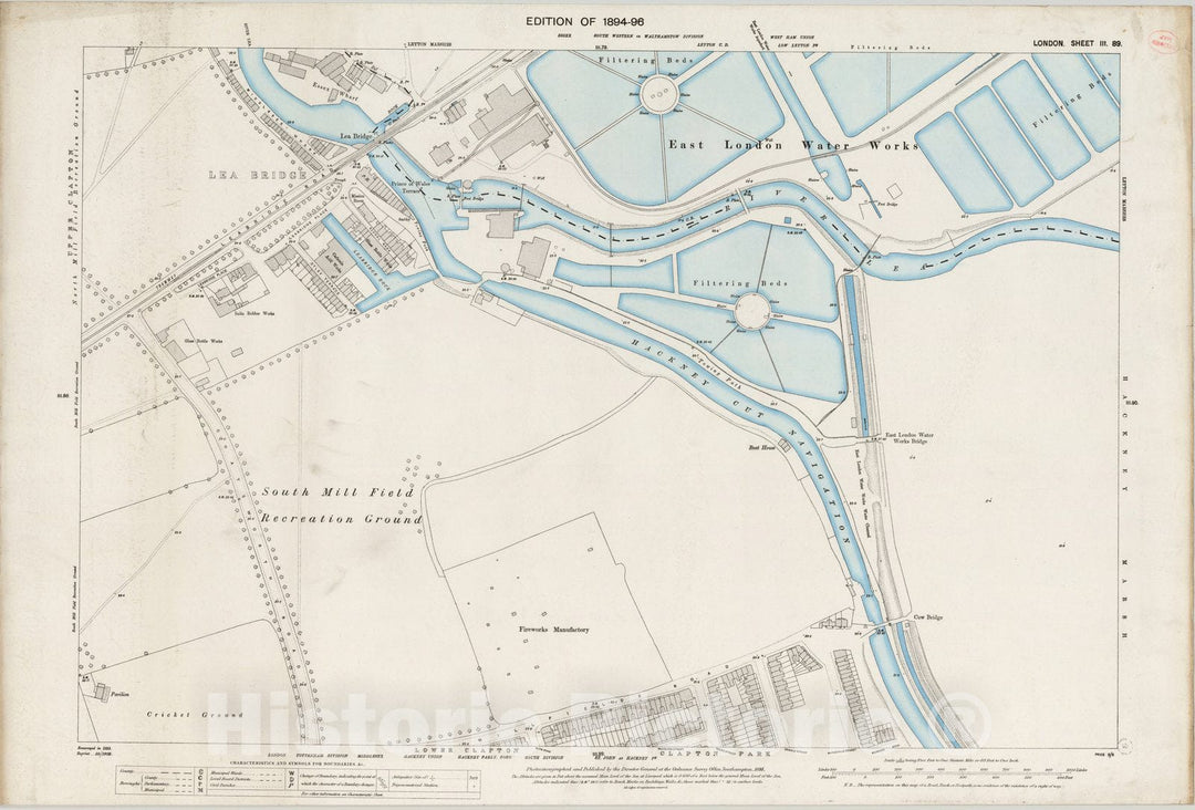 Historic Map : London (England), City Atlas Map, London Sheet III.89 1895 - Vintage Wall Art